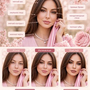 Create a visual weight analysis graphic using this photos. Feature side-by-side comparisons to determine what makeup best suits the subject, and showcase their feature characteristics. The graphic should be visual-first, using only short labels with no pa