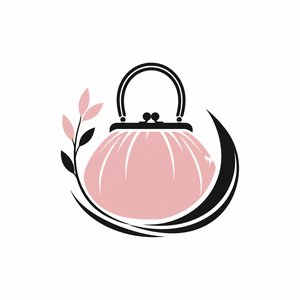 Minimalist professional logo design for a [продажа сумок] company, featuring [сумка], , [розово-черные] colors, clean white background, vector graphic, flat design, elegant, high quality, trending on Dribbble, --no text, realistic, 3d, shading