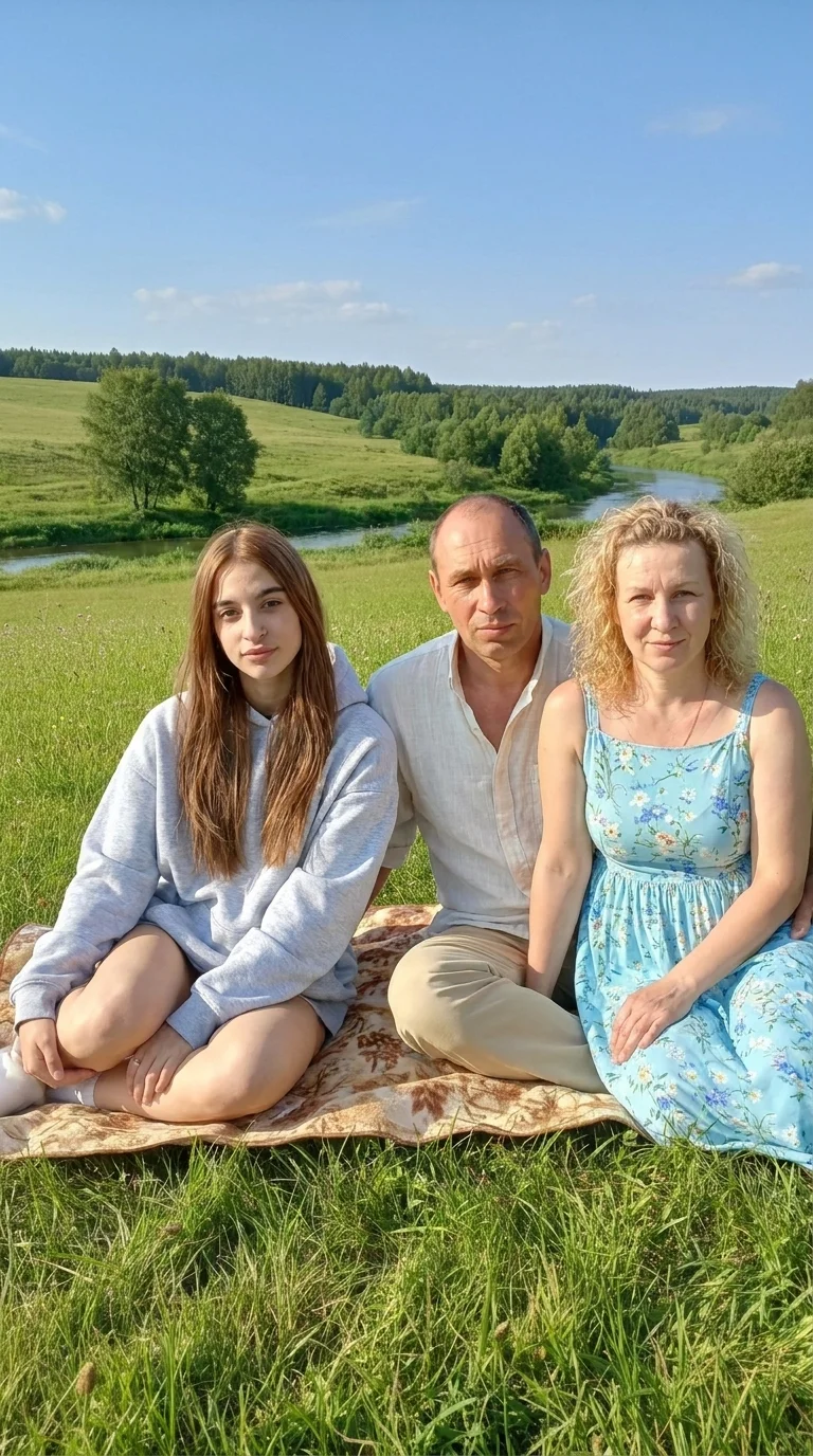 Добавь девушку на первое фото к родителям