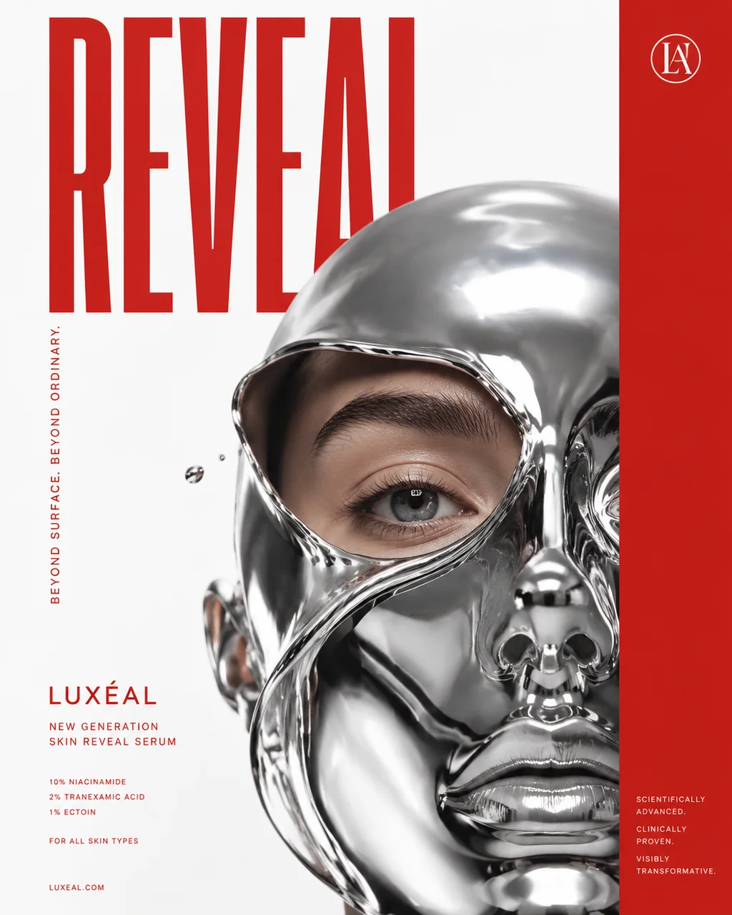 Surreal editorial fashion poster. Minimal portra