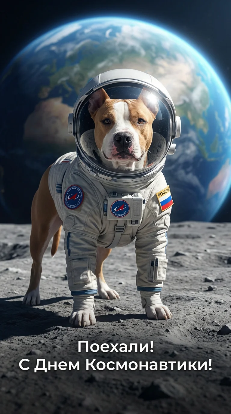 Фотореалистичное изображение, вертикальный формат 9:16, полный рост, космическая сцена.

❗️ABSOLUTE IDENTITY LOCK 1:1 — строго сохранить внешность питомца без изменений (морда, окрас, пропорции, текстура шерсти).

Композиция строго:
питомец в центре кадра