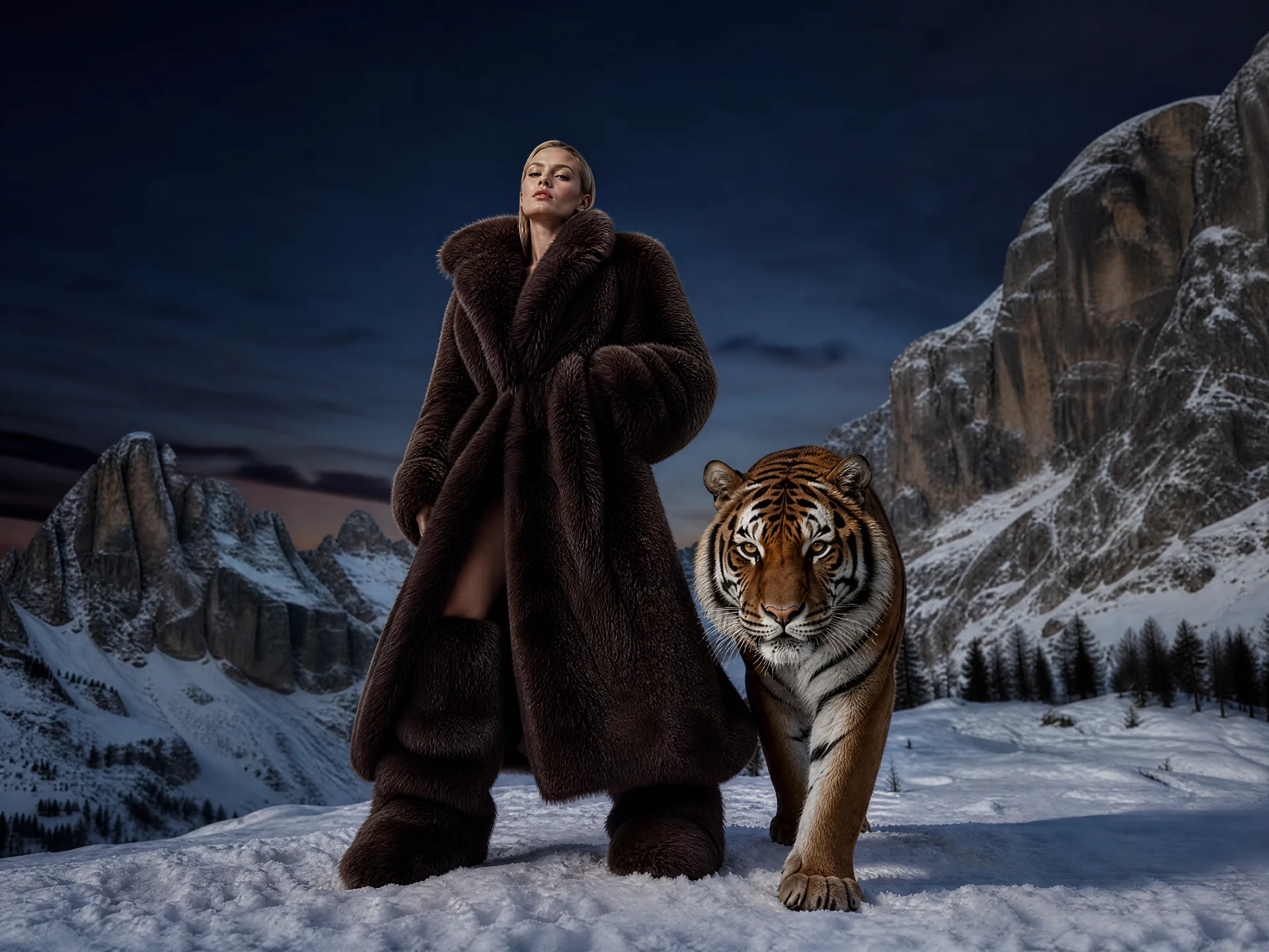 A cinematic luxury fashion editorial set in a dr