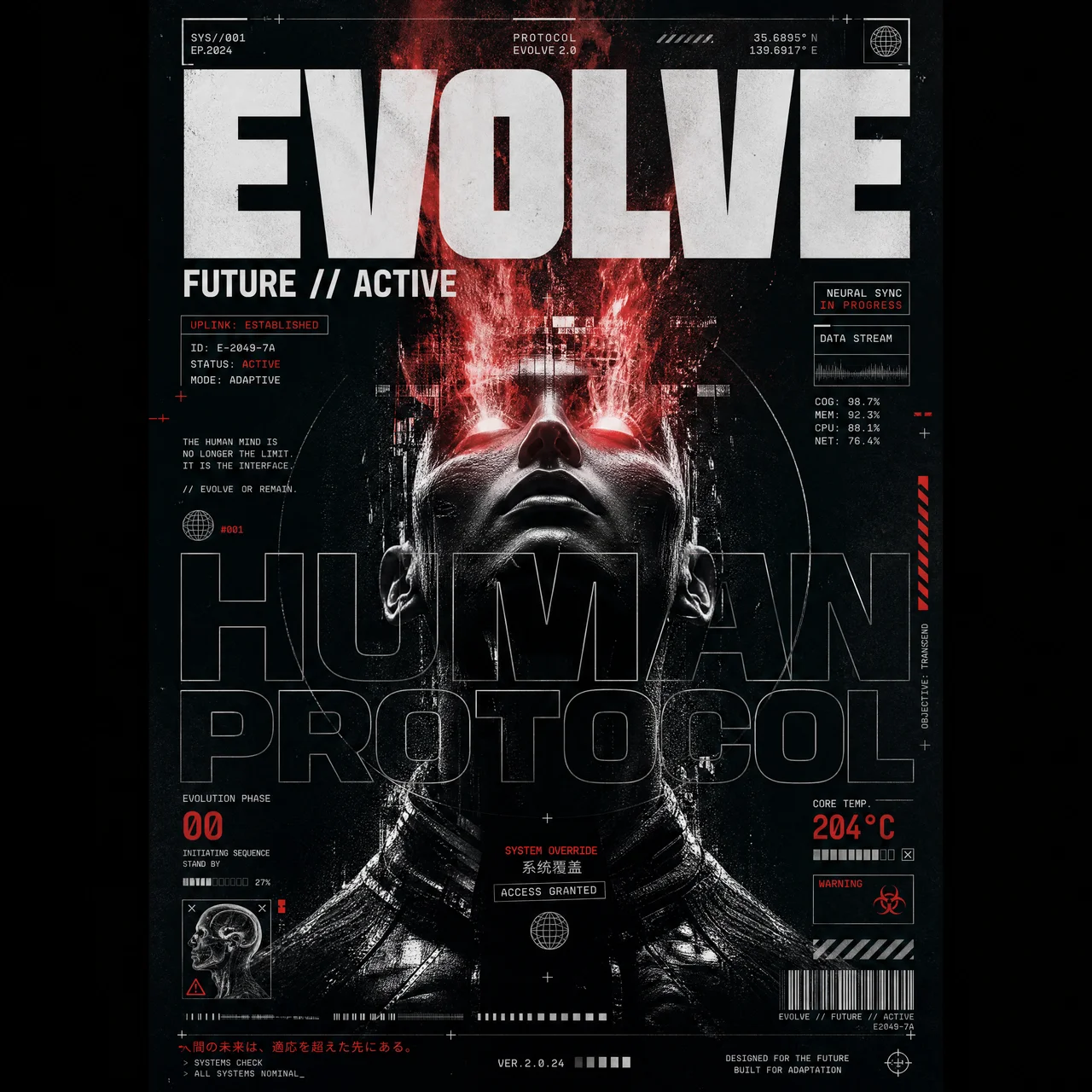 Futuristic brutalist editorial poster design. Da