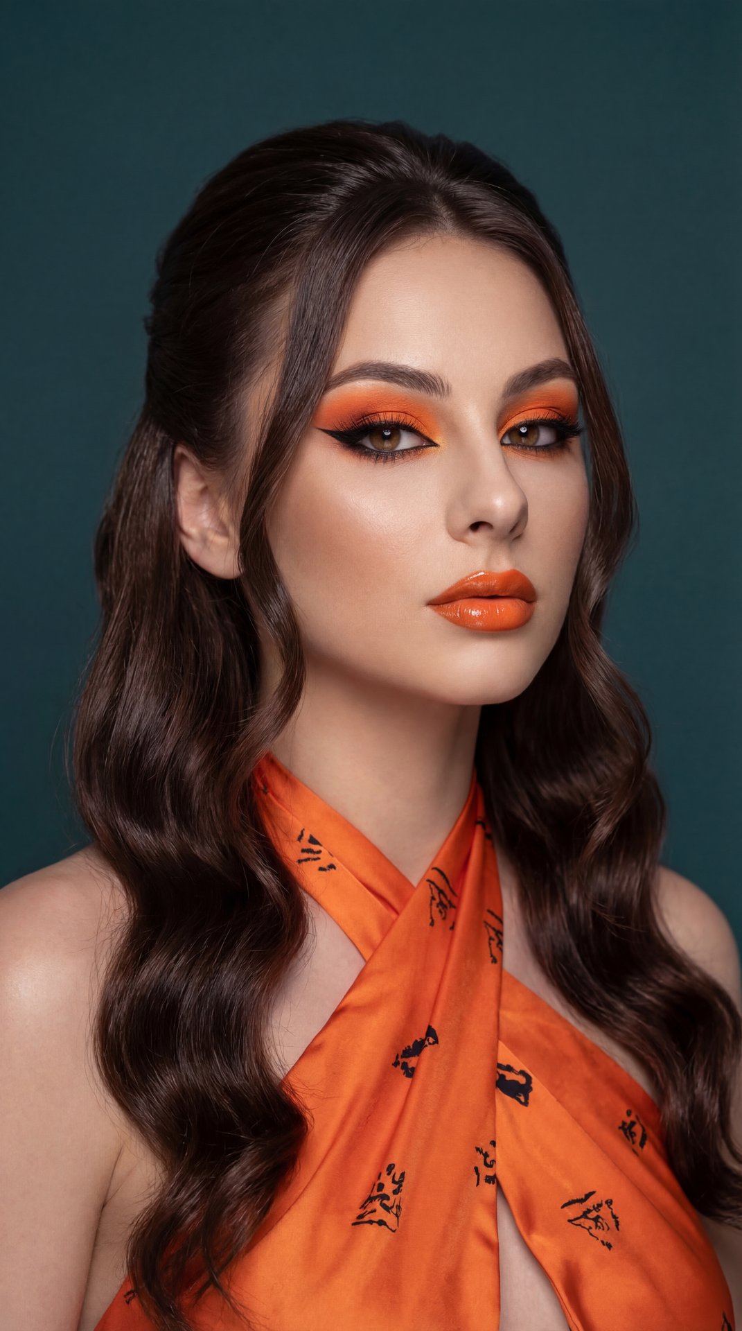 A girl is captured in a close-up portrait shot, facing slightly to the right with her head turned toward the camera. Her shoulders are visible, and her pose is relaxed yet poised, emphasizing her confident expression. Both hands are not visible in the fra