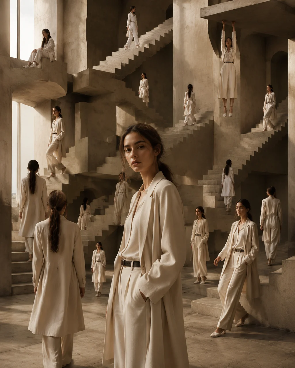 Conceptual editorial photography. Multiple clone