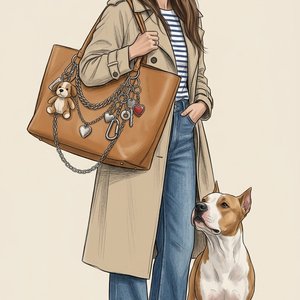Фотореалистичная основа + стилизация под fashion sketch, вертикальный формат 9:16. Использовать загруженные фото женщины и питомца как единственный источник внешности.

❗️ULTRA STRONG IDENTITY LOCK 1:1
— лицо женщины полностью повторяет загруженное фото б
