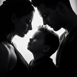 Use the uploaded image ONLY for face and identity reference of all subjects. Do not alter facial structure, skin tone, age, or likeness. Maintain accurate identity for each person.
Create a 4:5 aspect ratio, high-contrast black-and-white cinematic silhoue
