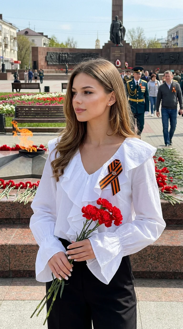 Не меняй внешность девушки с фото. Фотореалистичный снимок молодой девушки на улице. Девушка с прямыми волосами, легкие локоны на концах. 
Макияж: сияющая кожа. 
аккуратно оформленные темные брови,длинные черные стелки , нарощенные ресницы в «лисьем» эффе