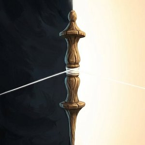 На этом рисунке оставь только веретнно и нить.
Справа - свет.
Слева темнота.