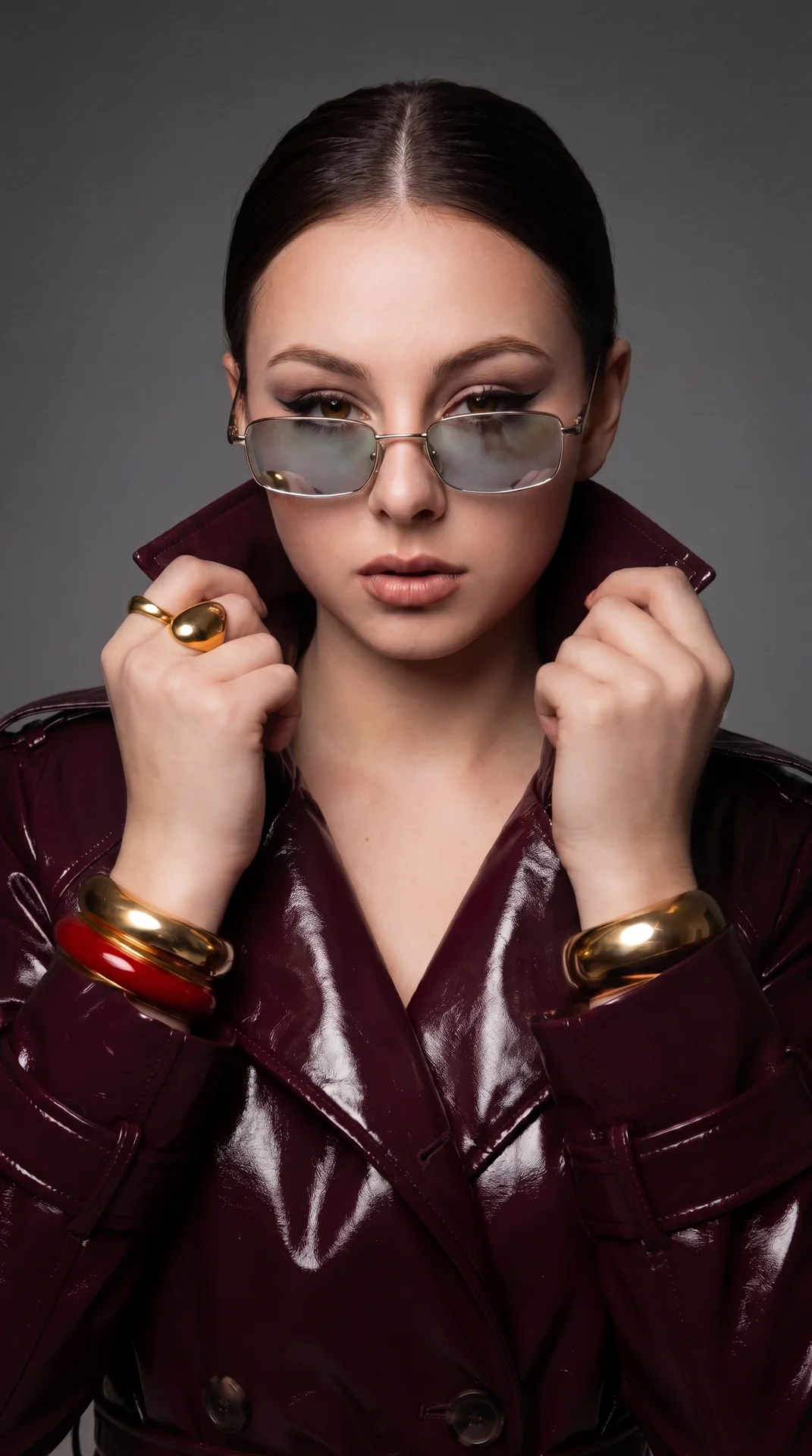 A Girl, butterfly lighting, paramount lighting, beauty dish placed high, glamorous studio photography, soft elegant shadows, high-end fashion editorial, flawless skin, sharp focus, 8k