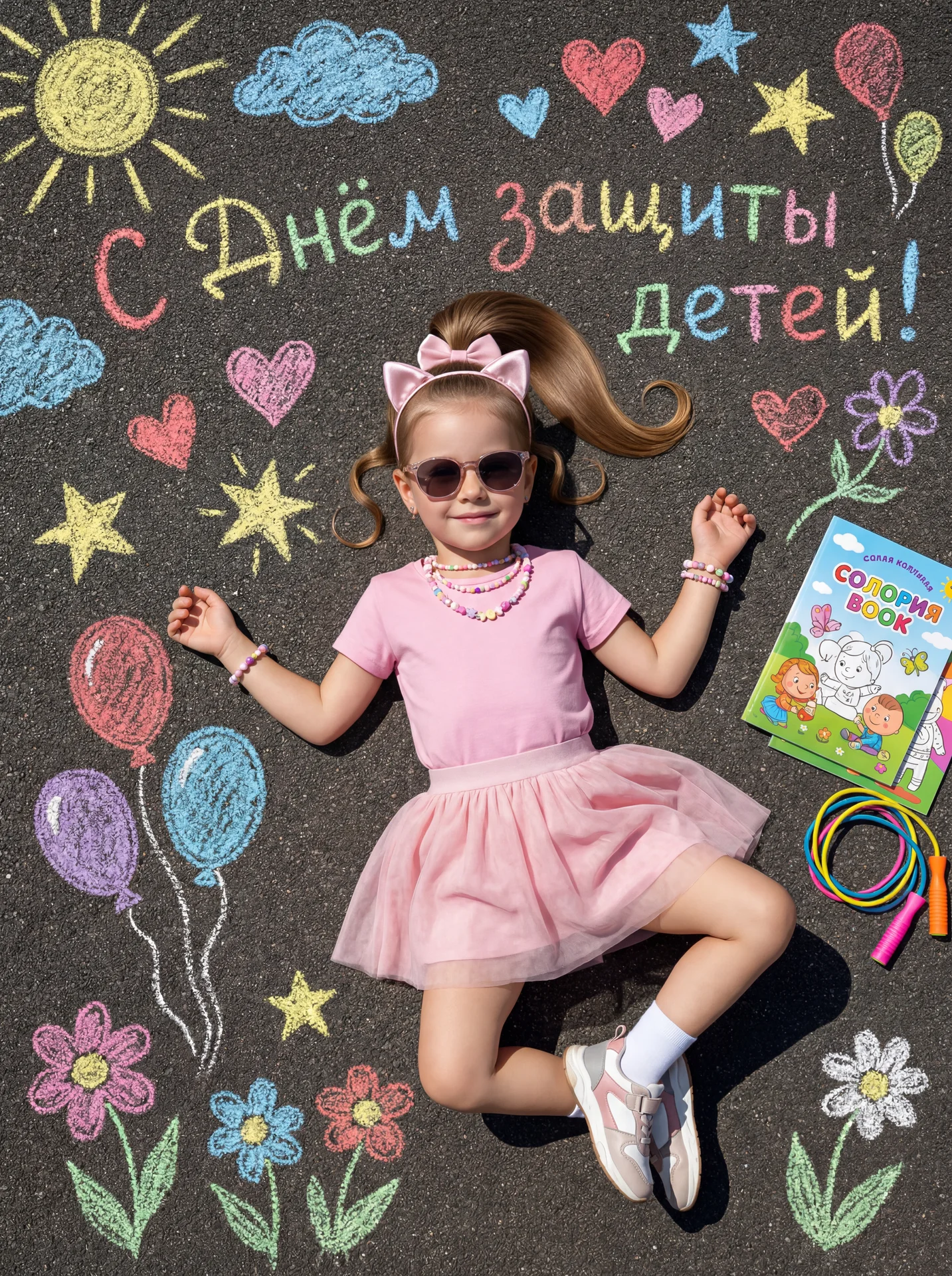 Мелки на асфальте (девочка)