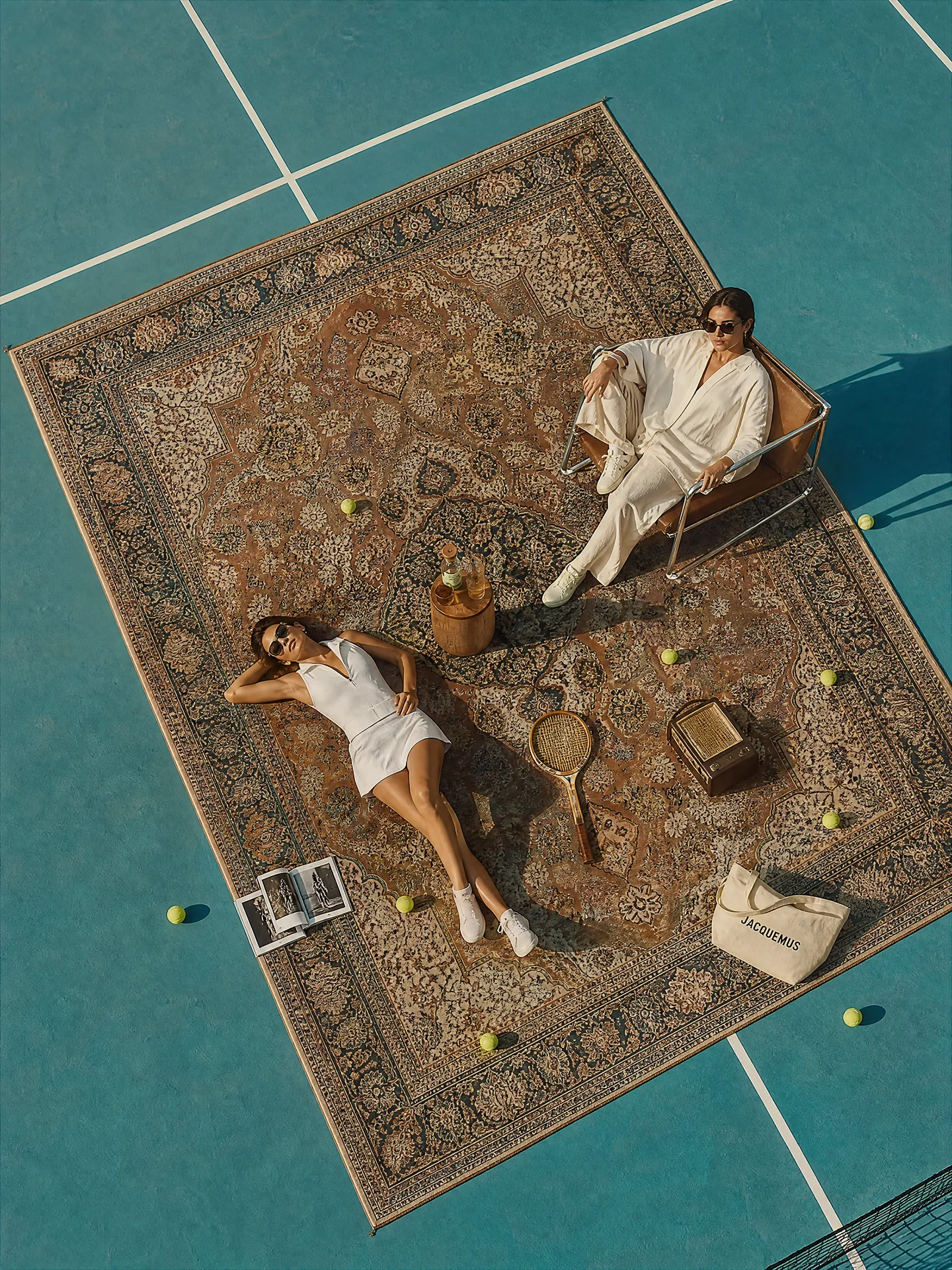 Luxury surreal lifestyle editorial, aerial top-d