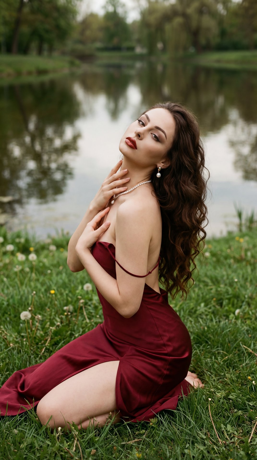 A girl, medium-full body shot, slight high-angle