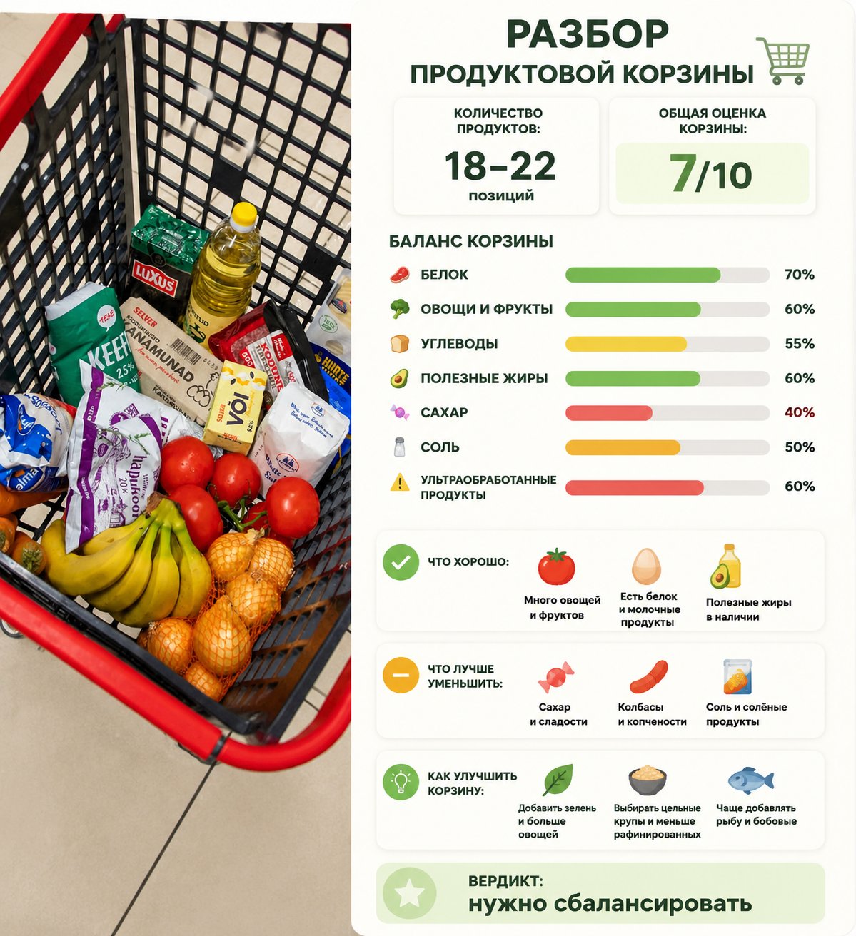 Разбор продуктовой корзины