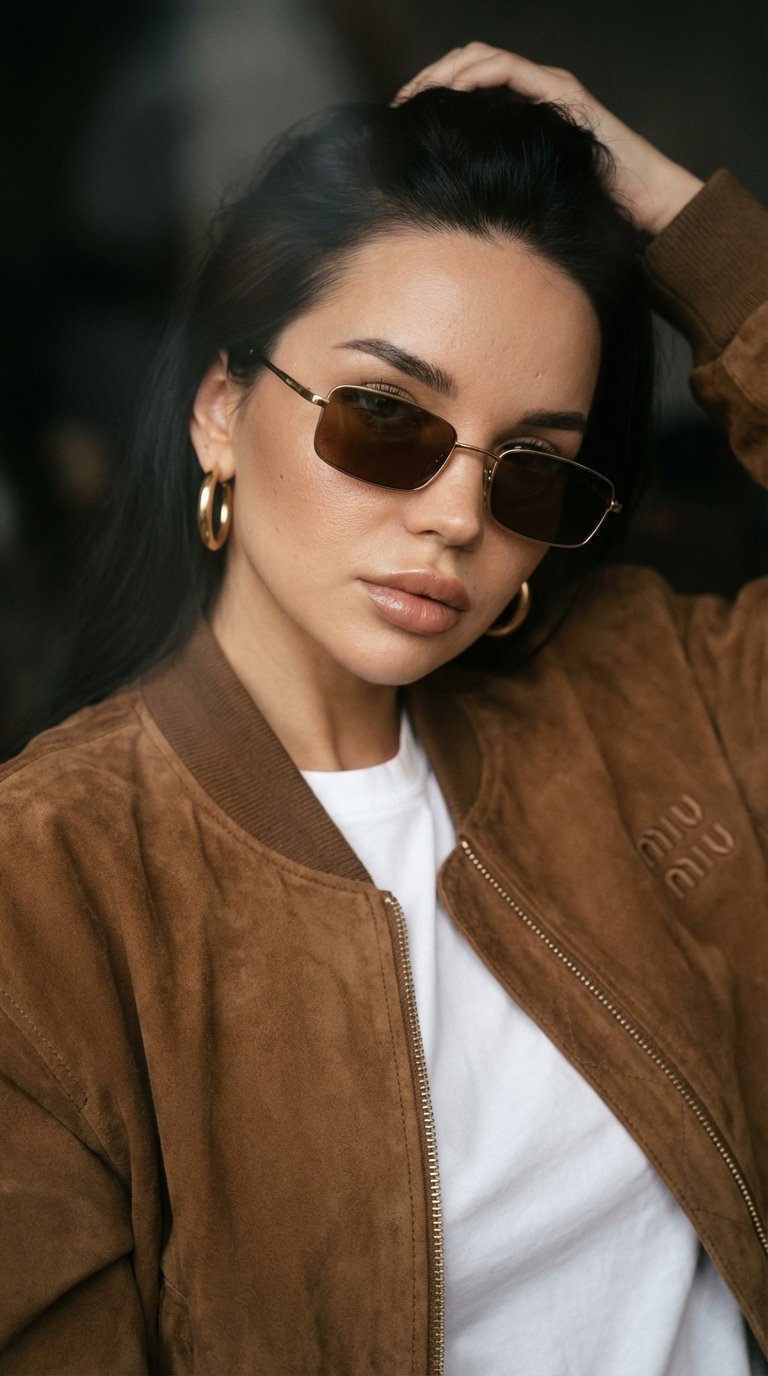 Do not change the face, facial features, body proportions, or eye color. Preserve the exact identity from the reference photo 100%. Vogue-style editorial portrait. Film grain texture, subtle analog noise, slight haze, cinematic raw feeling. Soft film filt