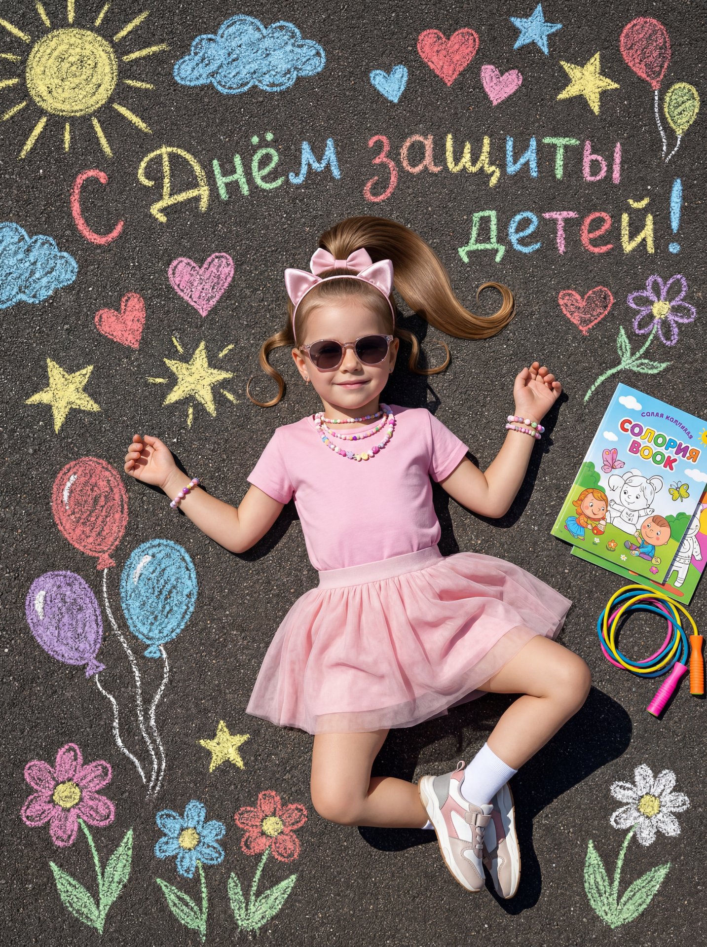 Мелки на асфальте (девочка)