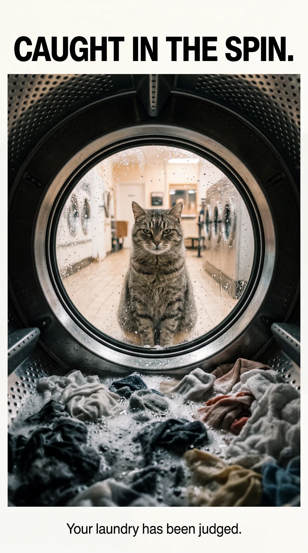 POV from inside a washing machine drum. A judgme