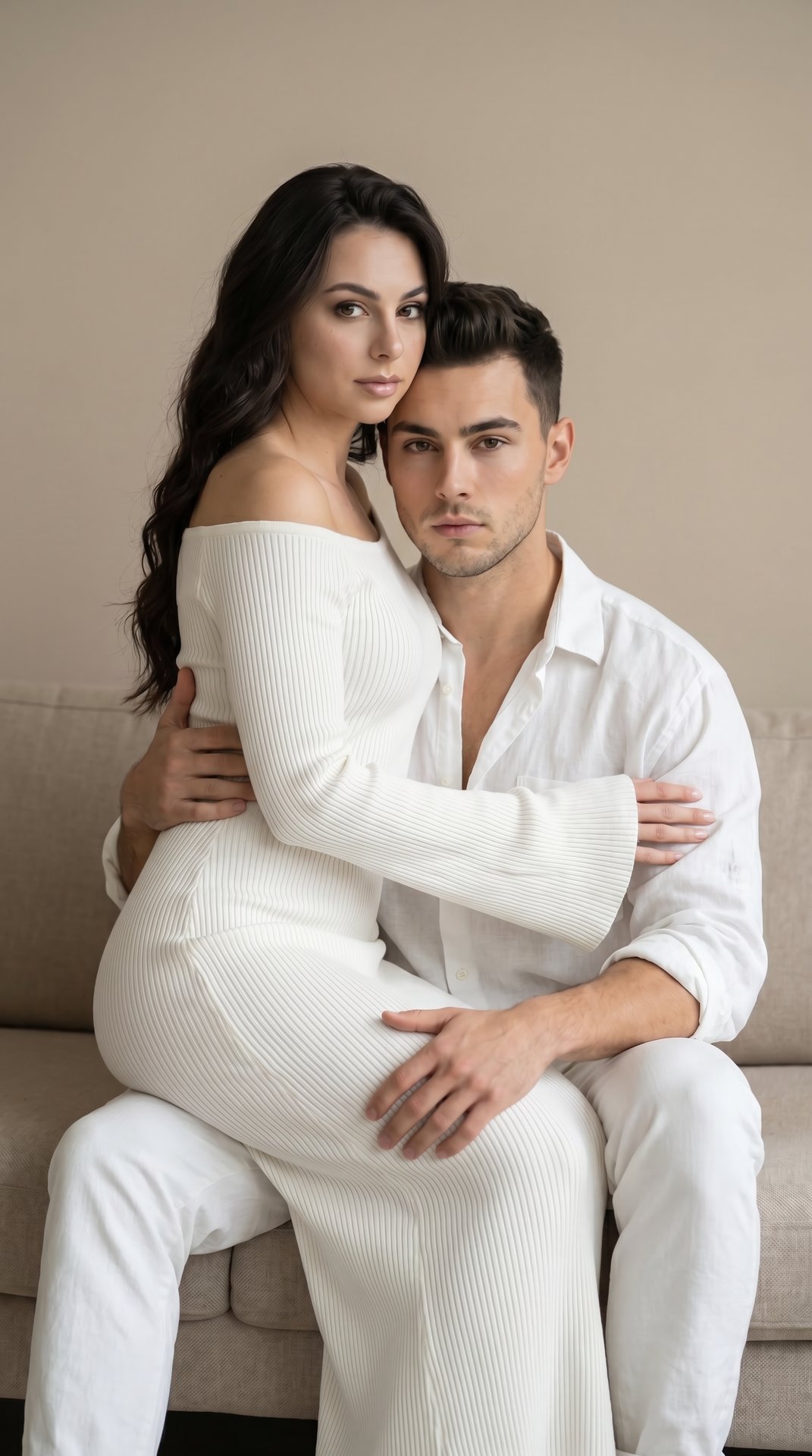 This prompt must be applied to the people in the photo. Important: Do not change or distort face. Do not alter facial expressions. Faces must be preserved completely, as in the original photos. Use the facial features and likeness from the provided refere