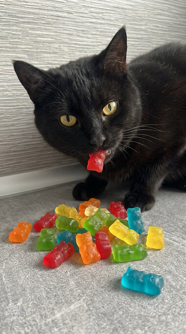 Котенок который есть мармеладки в виде котят