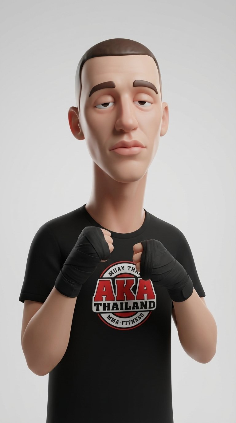 Create a high-quality 3D character portrait strictly based on the attached reference photo, preserving clear recognizability while applying deliberate stylized exaggeration: elongated neck, oversized head, thick lips, relaxed sleepy eyelids. Flawless smoo