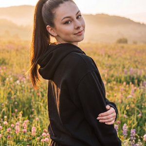 a beautiful woman portrait, golden hour lighting, warm golden sunlight, long soft shadows, highly detailed, photorealistic, 8k