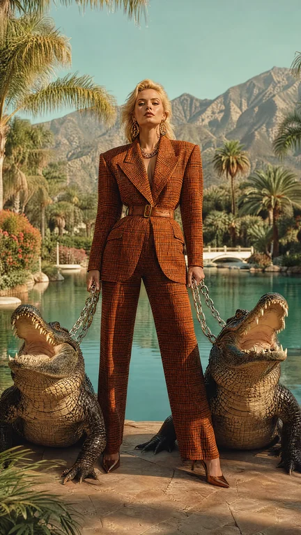 A bold surreal luxury fashion editorial featurin