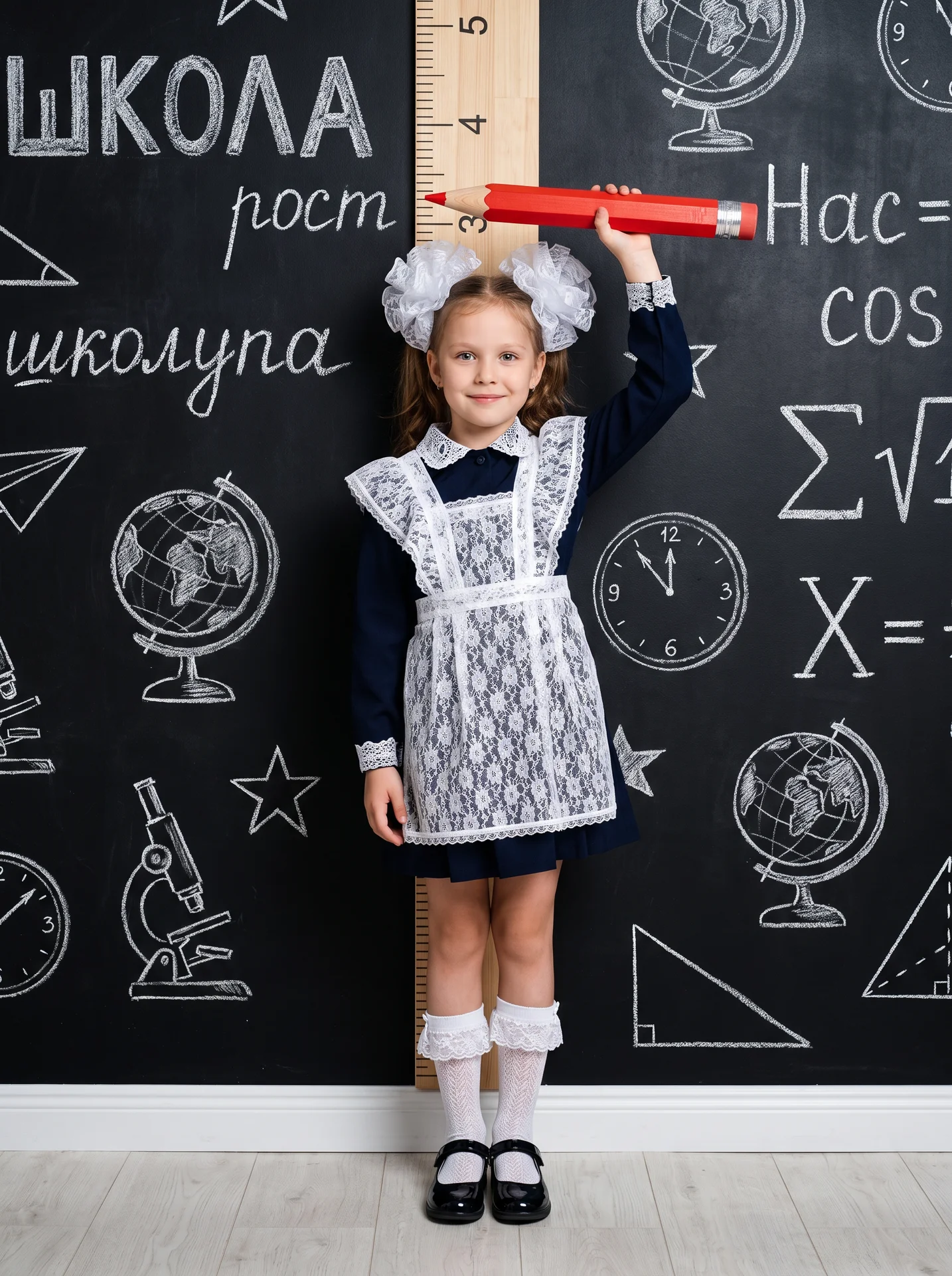 Школьница с бантами