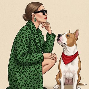 Semi-realistic editorial illustration, fashion style, 9:16.
❗️ULTRA IDENTITY LOCK 1:1 — использовать загруженные фото, строго сохранить лицо и морду:
форма глаз, носа, губ, пропорции, расстояния, линия роста волос, текстура кожи и шерсти.
❗️запрещено упро